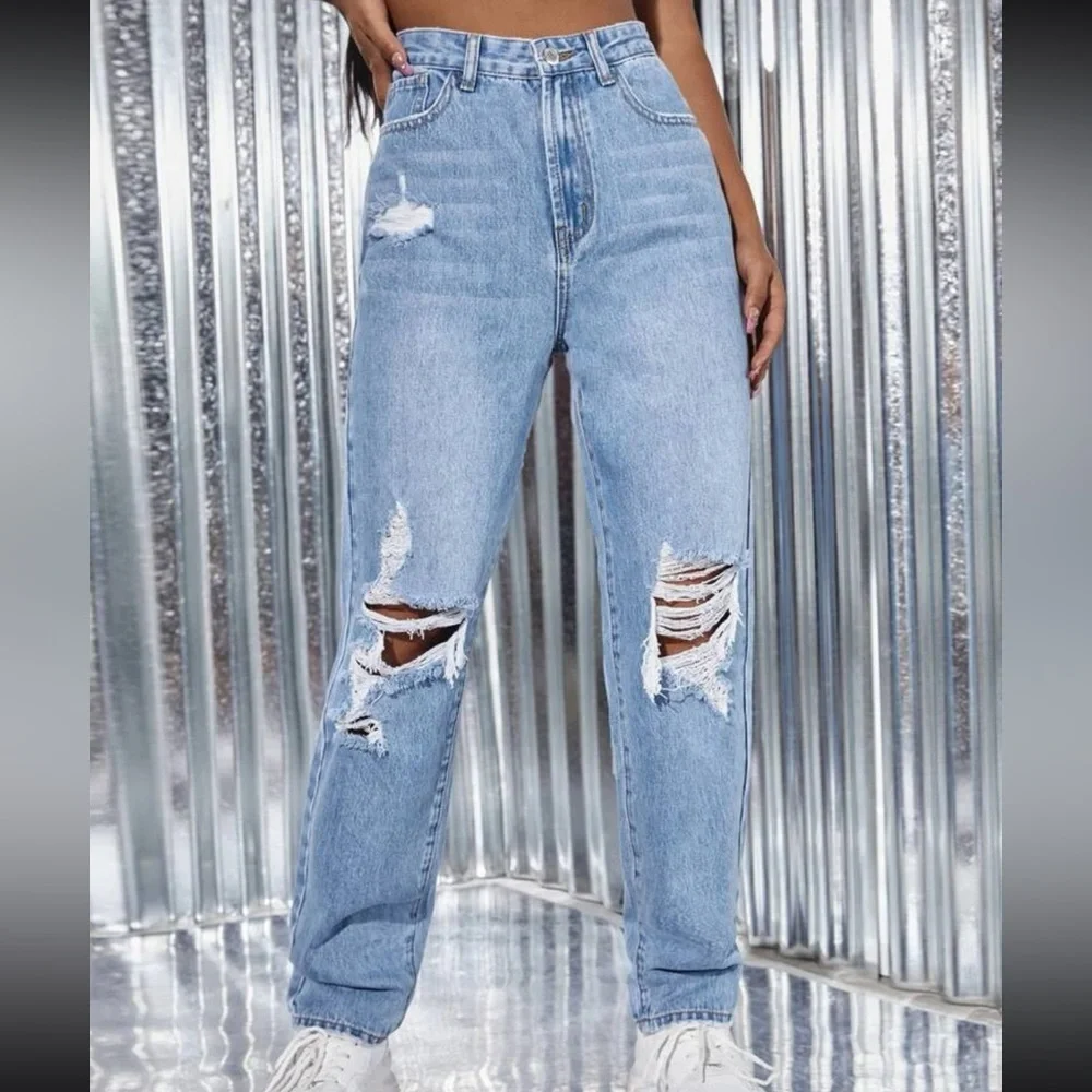 Straight Leg Ripped Jeans - Picture 2 of 2